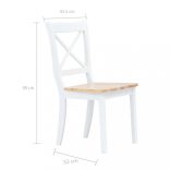 4 db fehér és natúr színű tömör gumifa étkezőszék