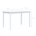 fehér tömör gumifa étkezőasztal 114 x 71 x 75 cm