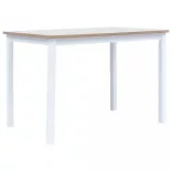 fehér és barna tömör gumifa étkezőasztal 114 x 71 x 75 cm