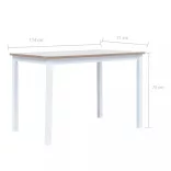 fehér és barna tömör gumifa étkezőasztal 114 x 71 x 75 cm