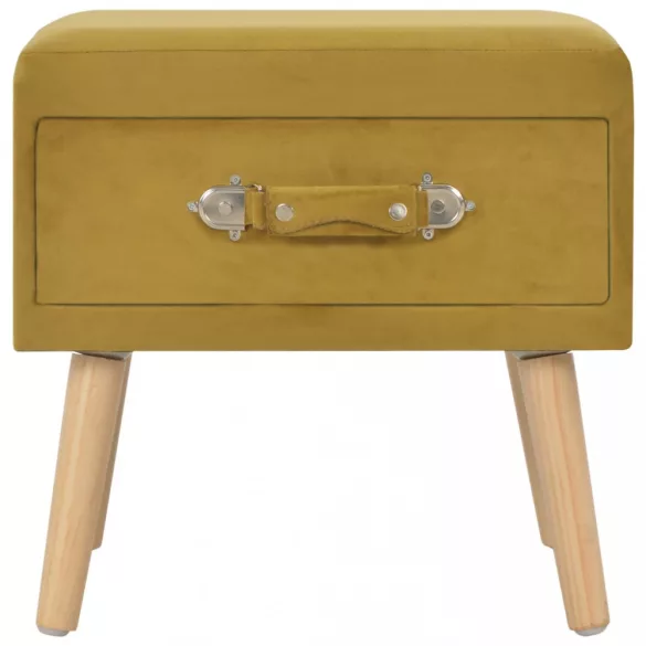 mustársárga bársony éjjeliszekrény 40 x 35 x 40 cm