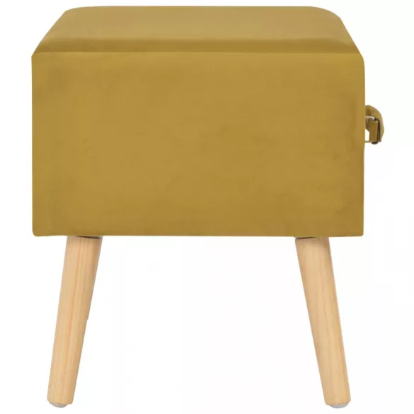 mustársárga bársony éjjeliszekrény 40 x 35 x 40 cm