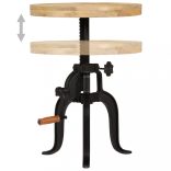 tömör mangófa és öntöttvas kisasztal 45 x (45-62) cm