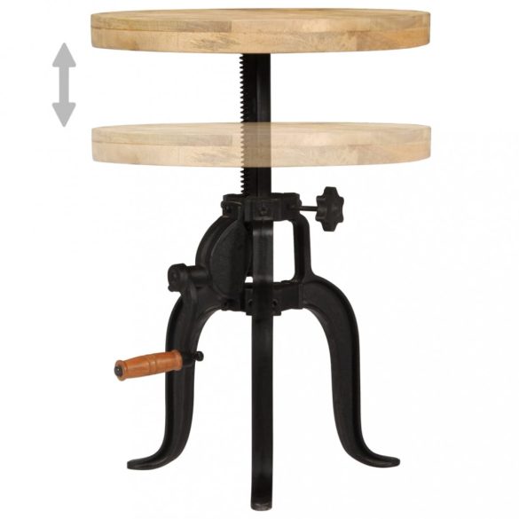 tömör mangófa és öntöttvas kisasztal 45 x (45-62) cm