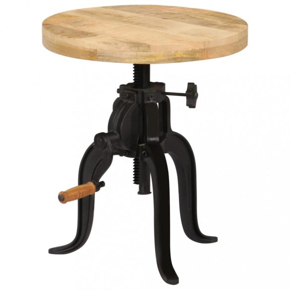 tömör mangófa és öntöttvas kisasztal 45 x (45-62) cm