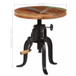 tömör újrahasznosított fa és öntöttvas kisasztal 45x(45-62) cm