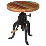 tömör újrahasznosított fa és öntöttvas kisasztal 45x(45-62) cm