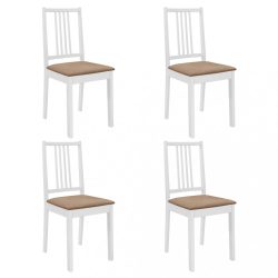 4 db fehér tömör fa étkezőszék párnával