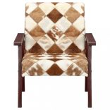 barna-fehér valódi kecskebőr karosszék