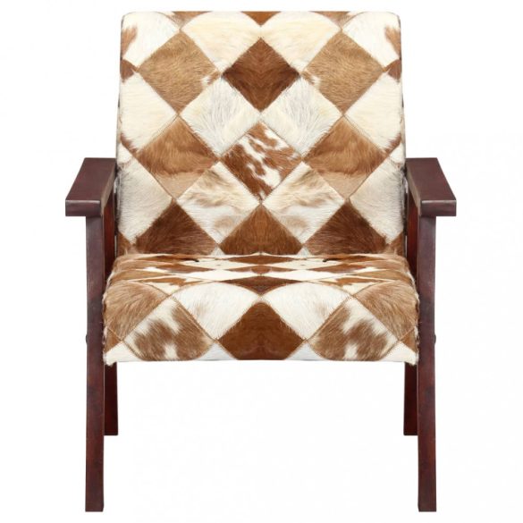barna-fehér valódi kecskebőr karosszék