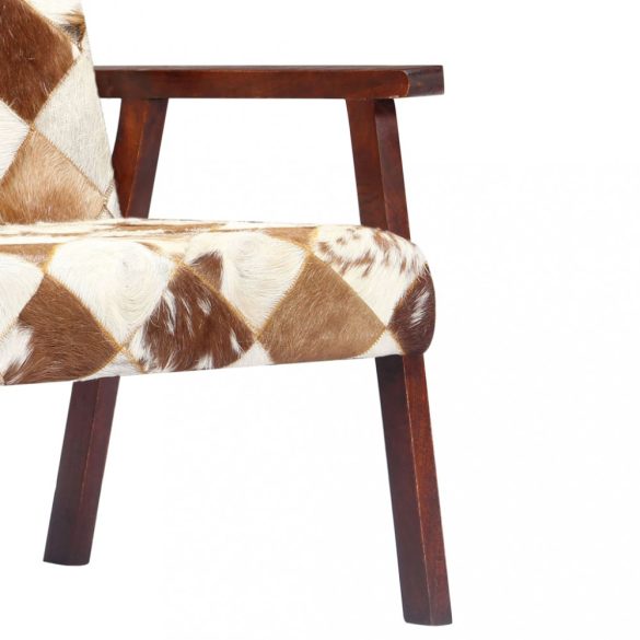 barna-fehér valódi kecskebőr karosszék