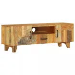 tömör újrahasznosított faragott fa TV-szekrény 120x30x40 cm
