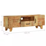 tömör újrahasznosított faragott fa TV-szekrény 120x30x40 cm