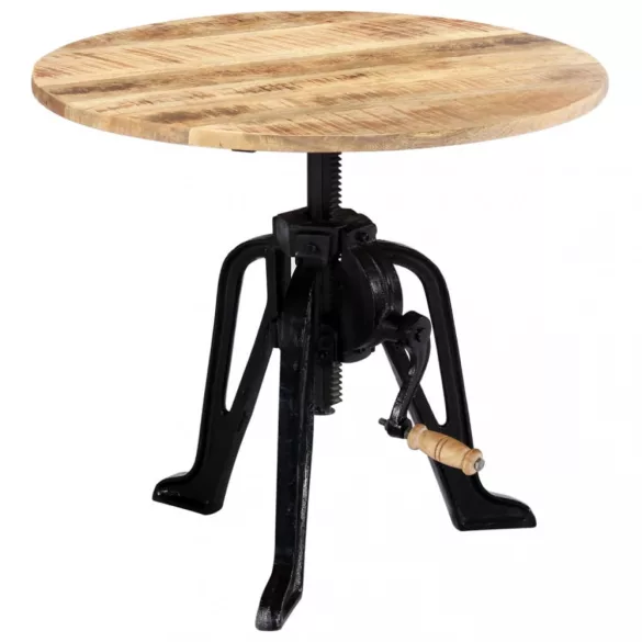 tömör mangófa és öntöttvas kisasztal 60 x (46-63) cm