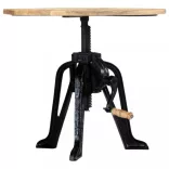 tömör mangófa és öntöttvas kisasztal 60 x (46-63) cm