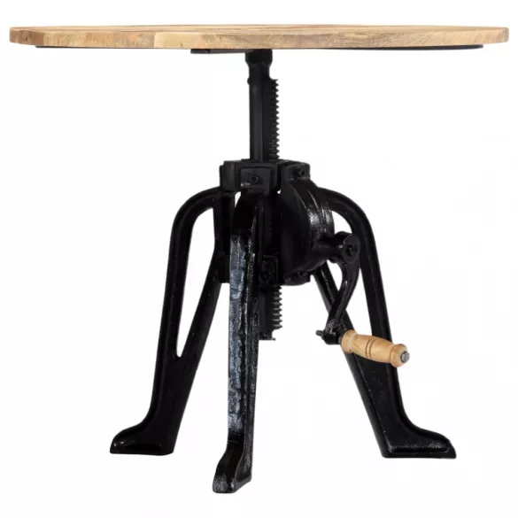 tömör mangófa és öntöttvas kisasztal 60 x (46-63) cm