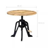 tömör mangófa és öntöttvas kisasztal 60 x (46-63) cm