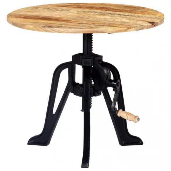 tömör mangófa és öntöttvas kisasztal 60 x (46-63) cm