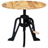 tömör mangófa és öntöttvas kisasztal 60 x (46-63) cm