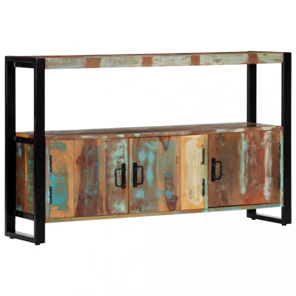 tömör újrahasznosított fa tálalószekrény 120 x 30 x 75 cm