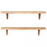 2 db tömör akácfa fali polc 90x20x18 cm