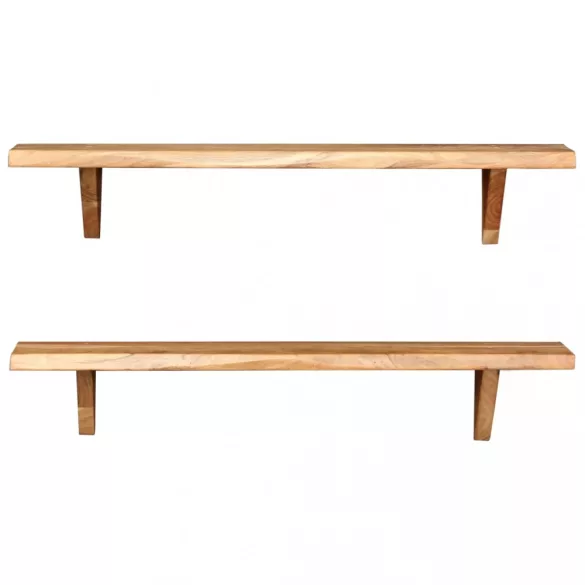 2 db tömör akácfa fali polc 90x20x18 cm