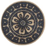 kézzel készült kék juta puff 45 x 30 cm