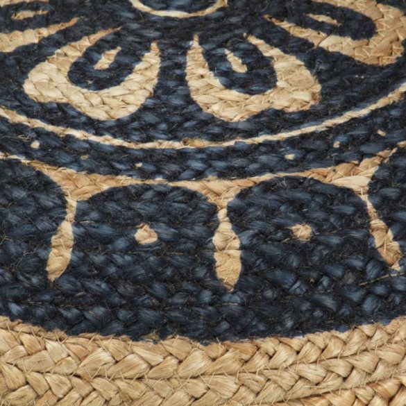 kézzel készült kék juta puff 45 x 30 cm