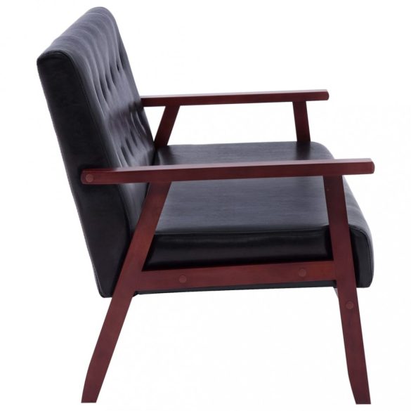 háromszemélyes fekete műbőr kanapé