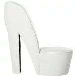 fehér magas sarkú cipő formájú műbőr szék