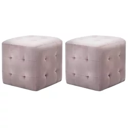 2 db rózsaszín bársony éjjeliszekrény 30 x 30 x 30 cm