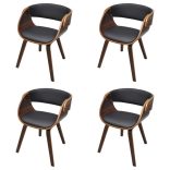 4 db barna hajlított fa és műbőr étkezőszék