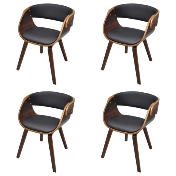4 db barna hajlított fa és műbőr étkezőszék