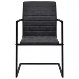 4 db fekete műbőr szánkótalpas étkezőszék