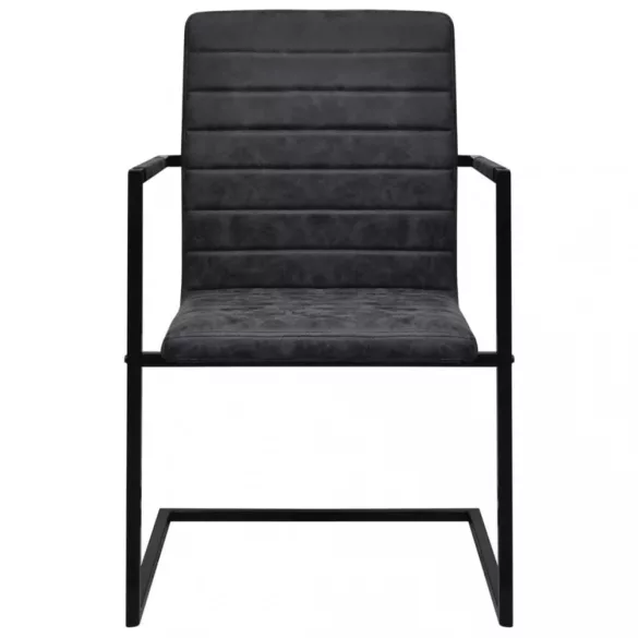 4 db fekete műbőr szánkótalpas étkezőszék