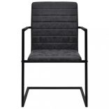 6 db fekete műbőr szánkótalpas étkezőszék