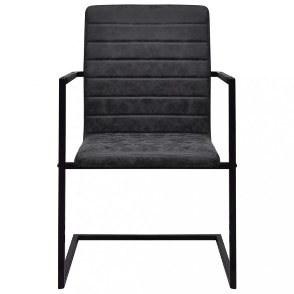 6 db fekete műbőr szánkótalpas étkezőszék