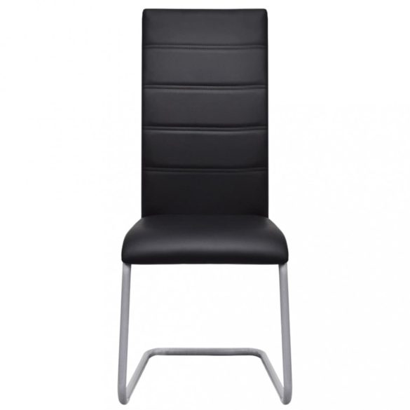 6 db fekete műbőr szánkótalpas étkezőszék