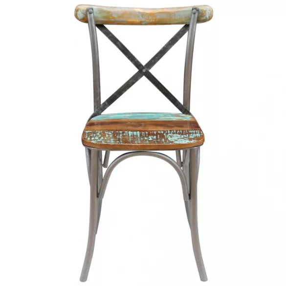 6 db tömör újrahasznosított fa étkezőszék