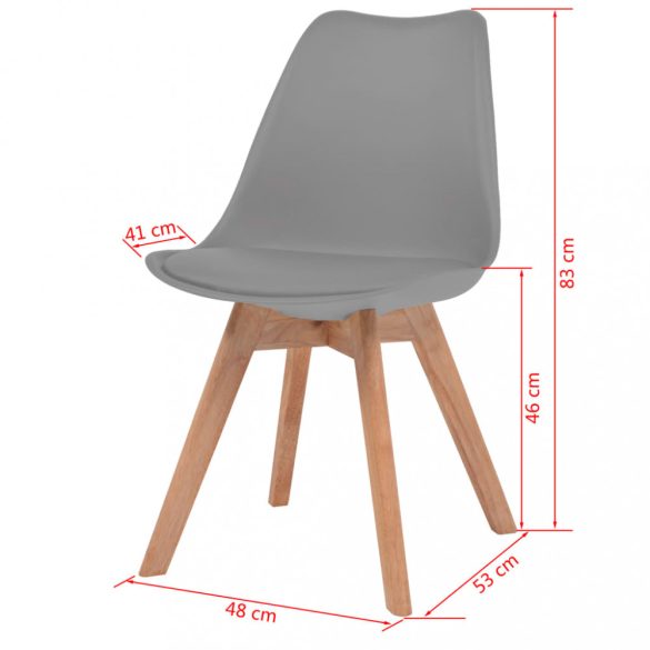 6 db szürke műanyag étkezőszék