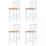 5 részes barna-fehér tömör fa bárasztal és szék garnitúra