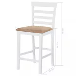 5 részes barna-fehér tömör fa bárasztal és szék garnitúra