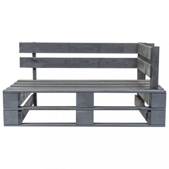 fenyőfa kerti raklapkanapé szürke párnákkal