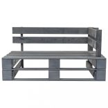 fenyőfa kerti raklapkanapé piros párnákkal