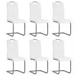 6 db fehér műbőr szánkótalpas étkezőszék