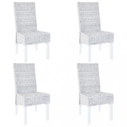 4 db fehér  Kubu rattan és mangófa étkezőszék