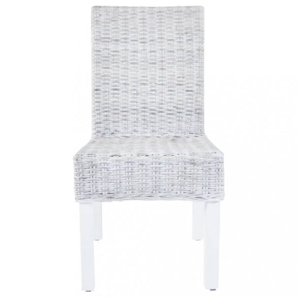 4 db fehér  Kubu rattan és mangófa étkezőszék