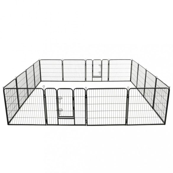 fekete színű acél kutyakennel 16 panelből 80 x 80 cm