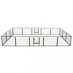 fekete színű acél kutyakennel 16 panelből 60 x 80 cm