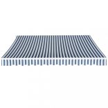 kézi működtetésű összecsukható napellenző, kék-fehér, 350 cm